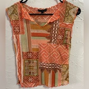 bebe Multicolor Patchwork Crop Top